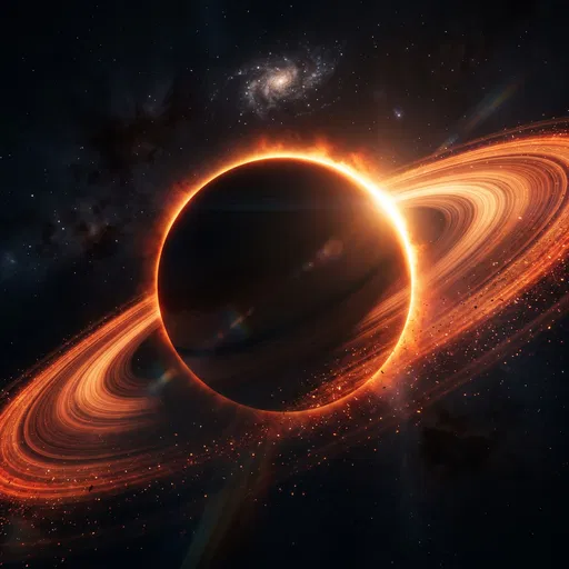 Backlit Ringed Planet in Deep Space