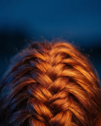 Macro Close-Up of Braided Ginger Hair
