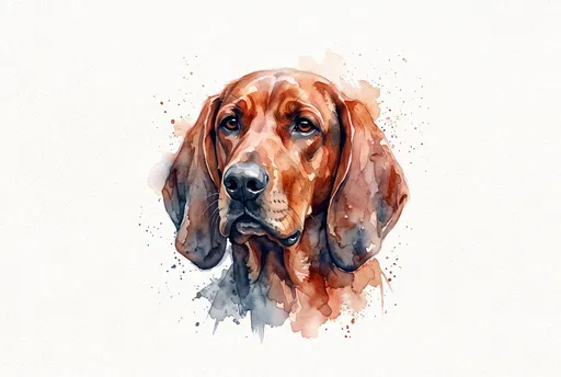 Watercolor Portrait of Redbone Coonhound Dog