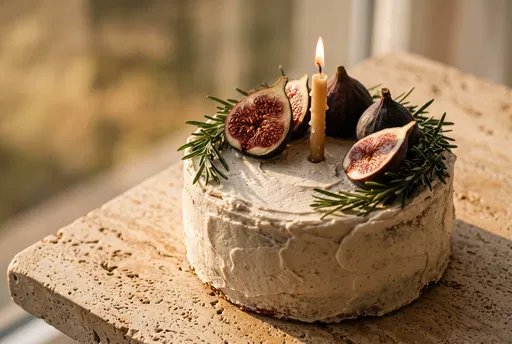 Rustic Fig and Rosemary Birthday Cake