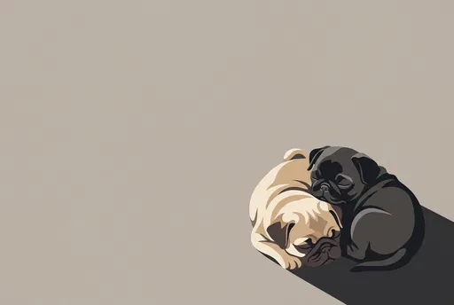Flat Illustration of Sleeping Pug Puppies