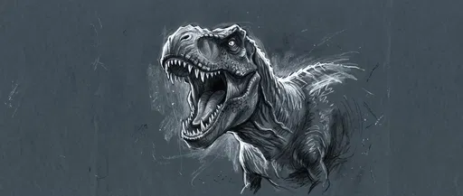 Charcoal and Chalk Roaring T-Rex Sketch
