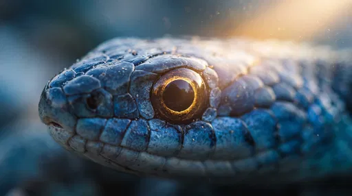 Macro Close-Up of Blue Snake Eye