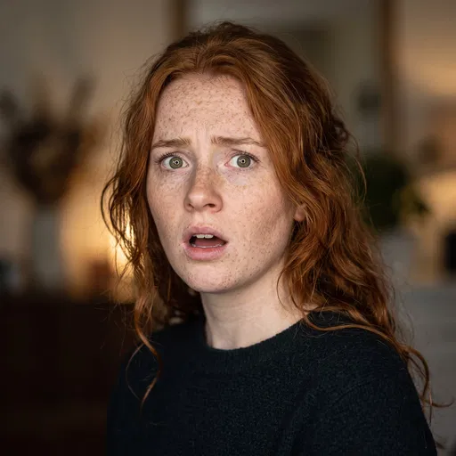 Shocked Young Woman with Red Hair