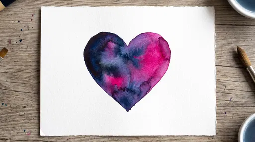 Watercolor Heart Painting on Textured Paper