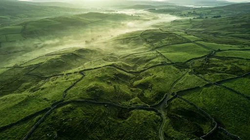 Aerial View of Misty Green Irish Hills