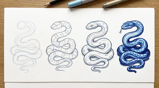 Four Step Snake Drawing Progression