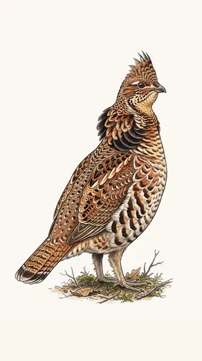 Ruffed Grouse Field Guide Illustration