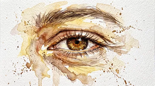 Watercolor and Ink Brown Eye Sketch