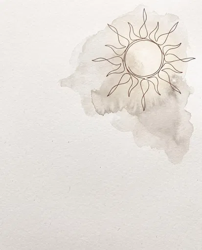 Minimalist Line Art Sun on Watercolor Paper