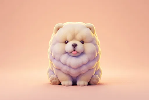 Cute 3D Cartoon Chow Chow Puppy