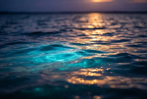 Glowing Turquoise Water Surface at Twilight