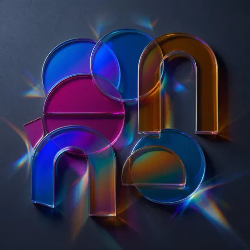 Translucent Geometric Glass Shapes with Refractions