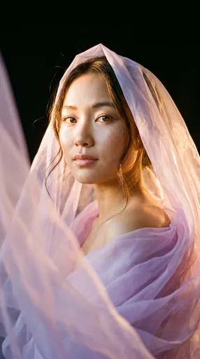 Woman in Sheer Lilac Veil