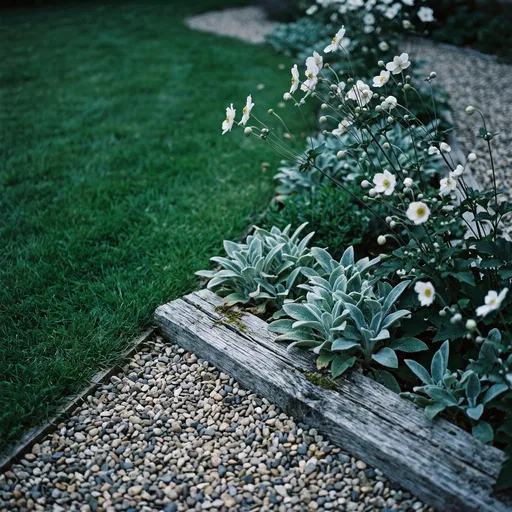 Garden Border with Timber and Flowers