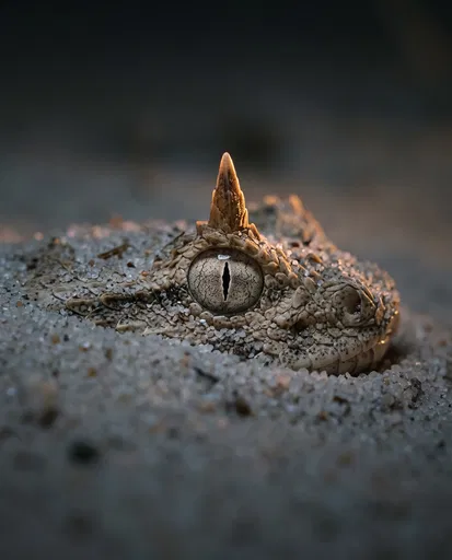 Horned Desert Viper Eye in Sand