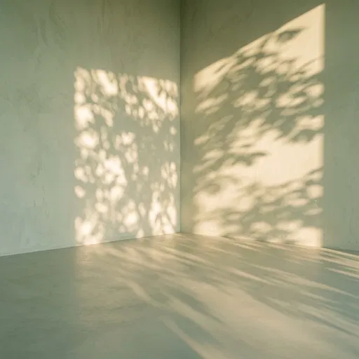 Dappled Sunlight Shadows in Minimalist Corner