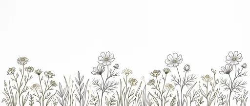 Minimalist Chamomile and Cosmos Line Art Banner