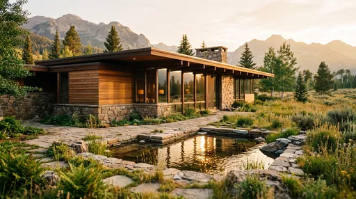Mid-Century Modern Mountain Home at Sunset