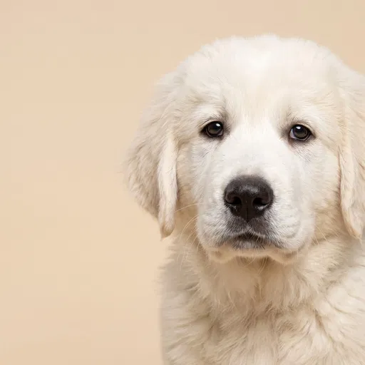 Fluffy White Puppy Studio Portrait
