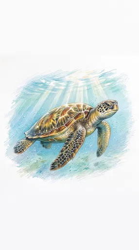 Colored Pencil Sea Turtle Illustration