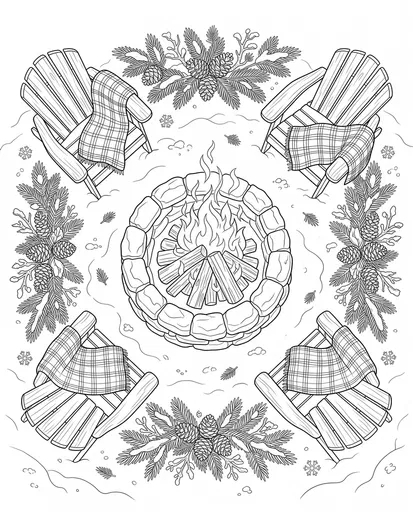 Winter Fire Pit Coloring Page