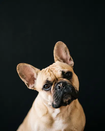 Fawn French Bulldog Portrait on Black