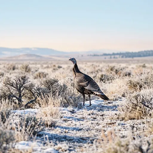 Wild Turkey in Frosted Sagebrush Meadow