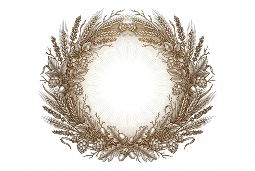 Vintage Bronze Etching Autumn Harvest Wreath