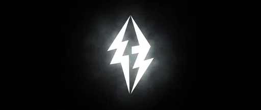 White Lightning Emblem on Black Background