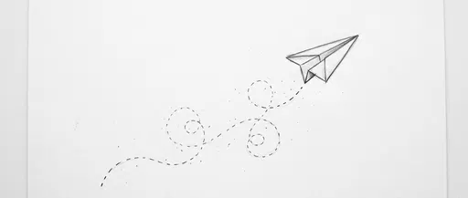 Pencil Sketch of Paper Airplane