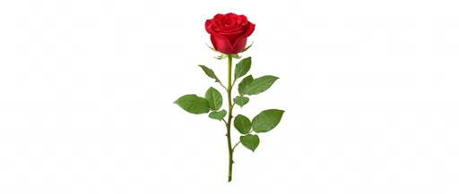 Single Red Rose on White Background