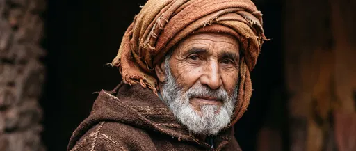 Portrait of Elderly Amazigh Man in Turban