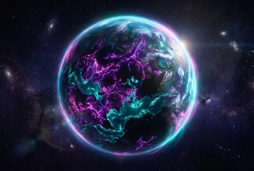 Glowing Alien Planet in Deep Space