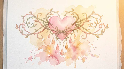 Watercolor Heart Wrapped in Briar Vines
