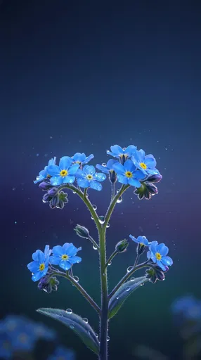 Dewy Blue Forget-Me-Not Flower at Twilight