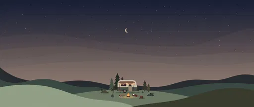 Cozy Camper Under Starry Night Sky