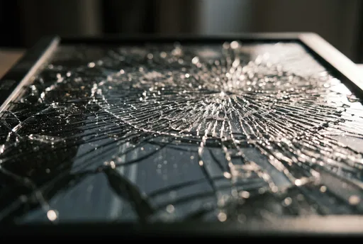 Close-Up of Shattered Monitor Screen
