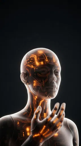 Translucent Futuristic Humanoid With Glowing Internals