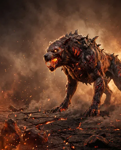 Fierce Glowing Hellhound on Scorched Earth