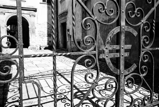 Wrought Iron Gate With Euro Symbol