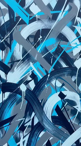 Abstract Blue and Grey Calligraffiti Strokes