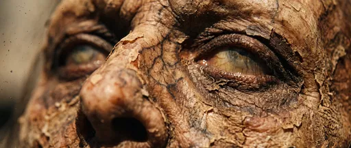 Macro Close-Up of Decaying Zombie Face