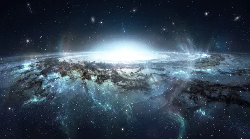 Glowing Blue Spiral Galaxy in Deep Space