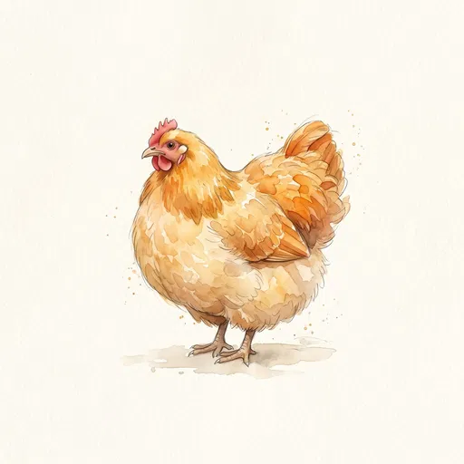 Watercolor Buff Orpington Hen Illustration
