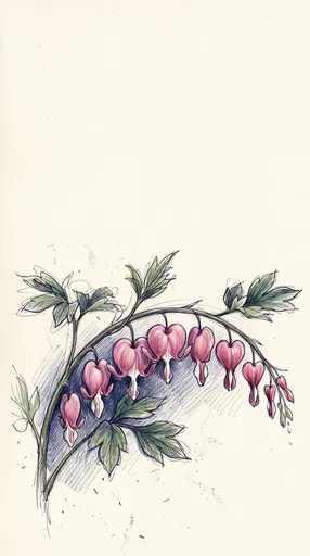 Bleeding Heart Botanical Sketch Illustration