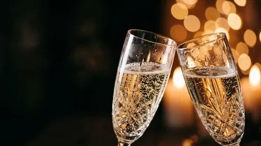 Two Crystal Champagne Flutes Clinking