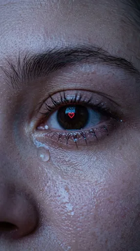 Crying Eye With Red Heart Reflection
