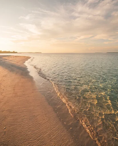 Golden Hour Tropical Beach Shoreline