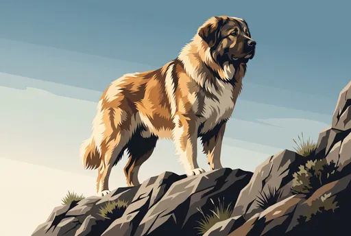 Caucasian Shepherd Dog on Rocky Mountain Crag